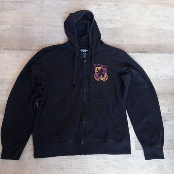Harry Potter Gryffindor Black Full Zip Front Hoodie Jacket Size X-Large XL - Picture 1 of 7